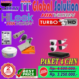 Promo Paket CCTV HiLook 4 Camera 2MP