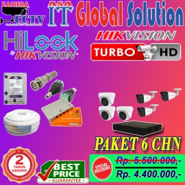 Promo Paket CCTV HiLook 6 Camera 2MP