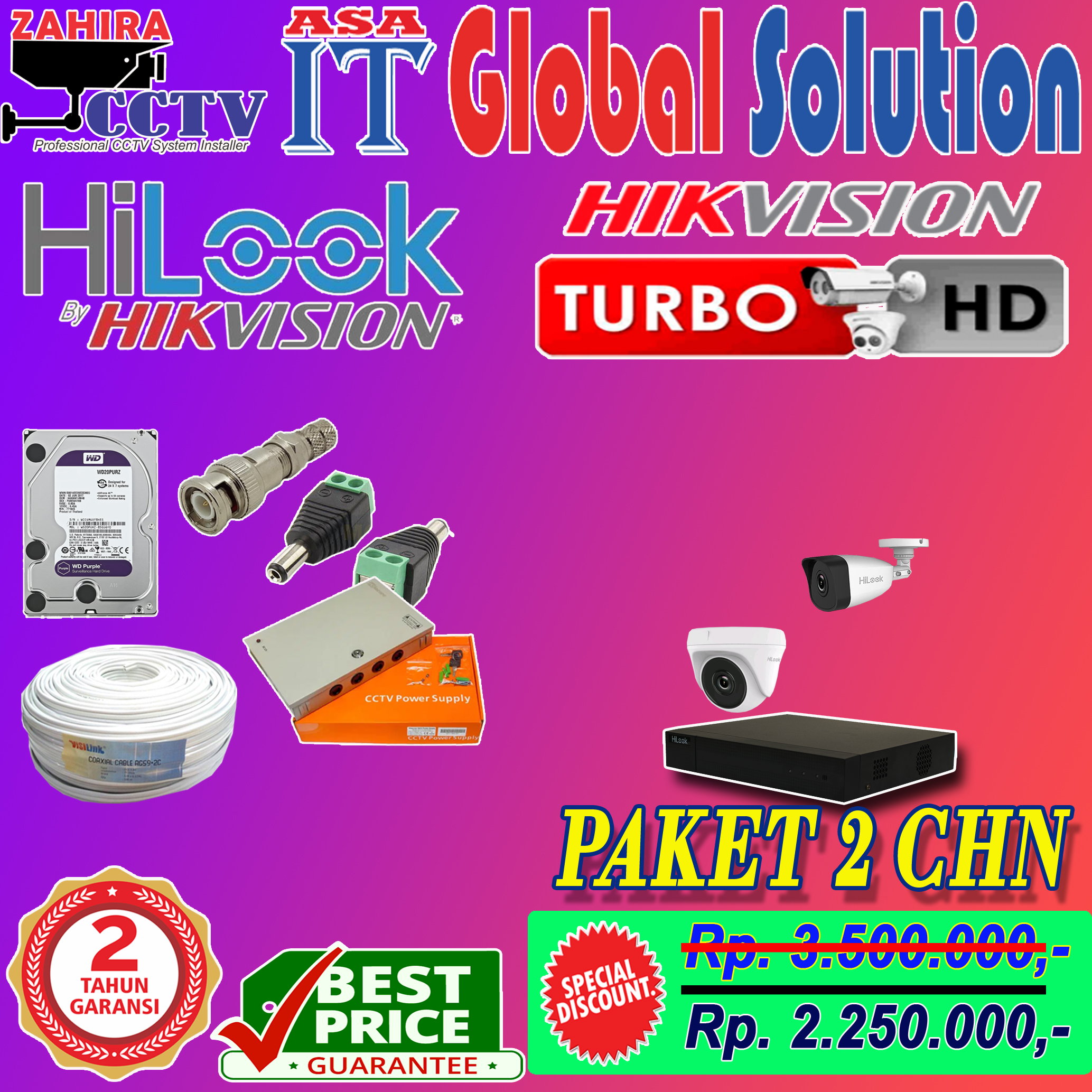 ZAHIRA CCTV PAKET CCTV 2 CHN 2MP HILOOK OKT 2020